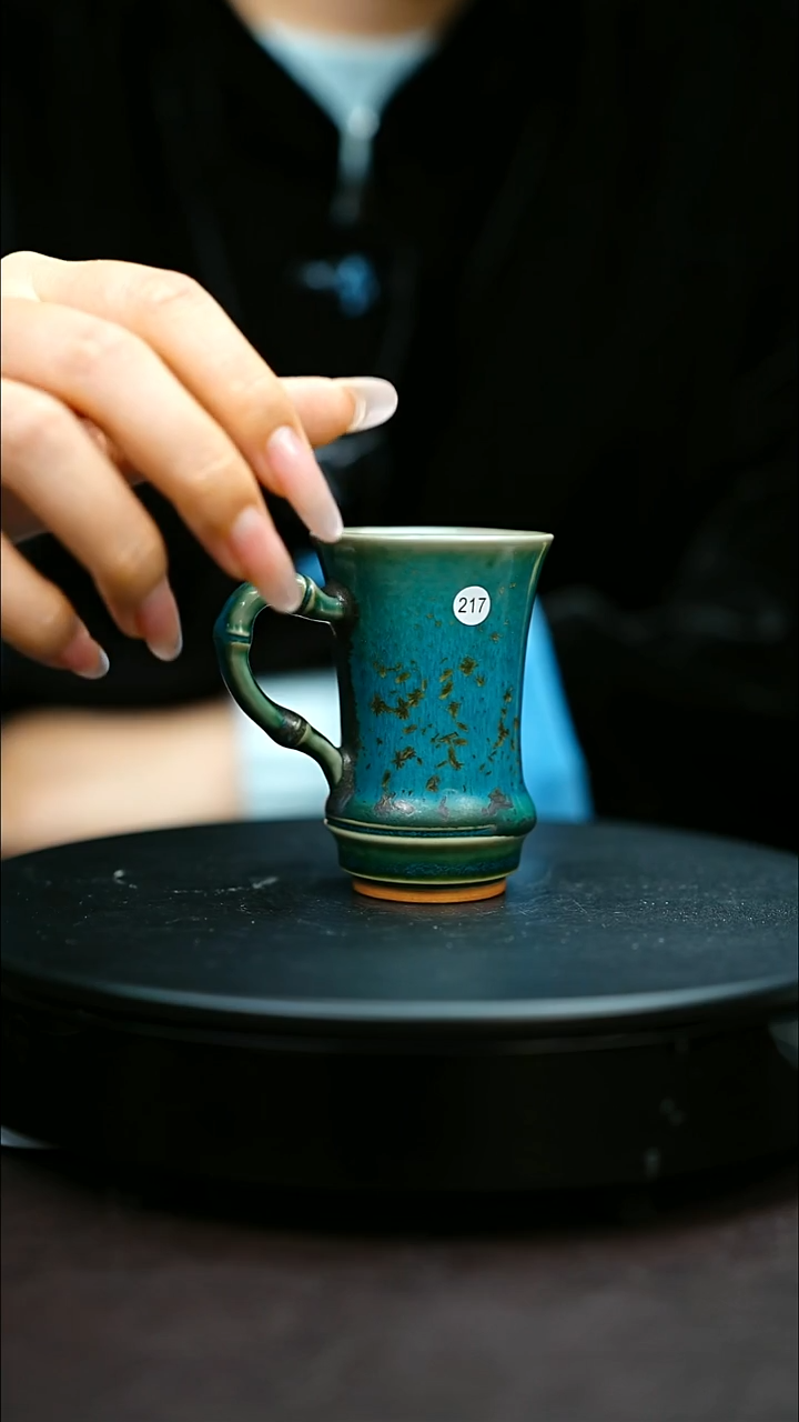 217#原矿钧瓷炉钧釉竹节杯