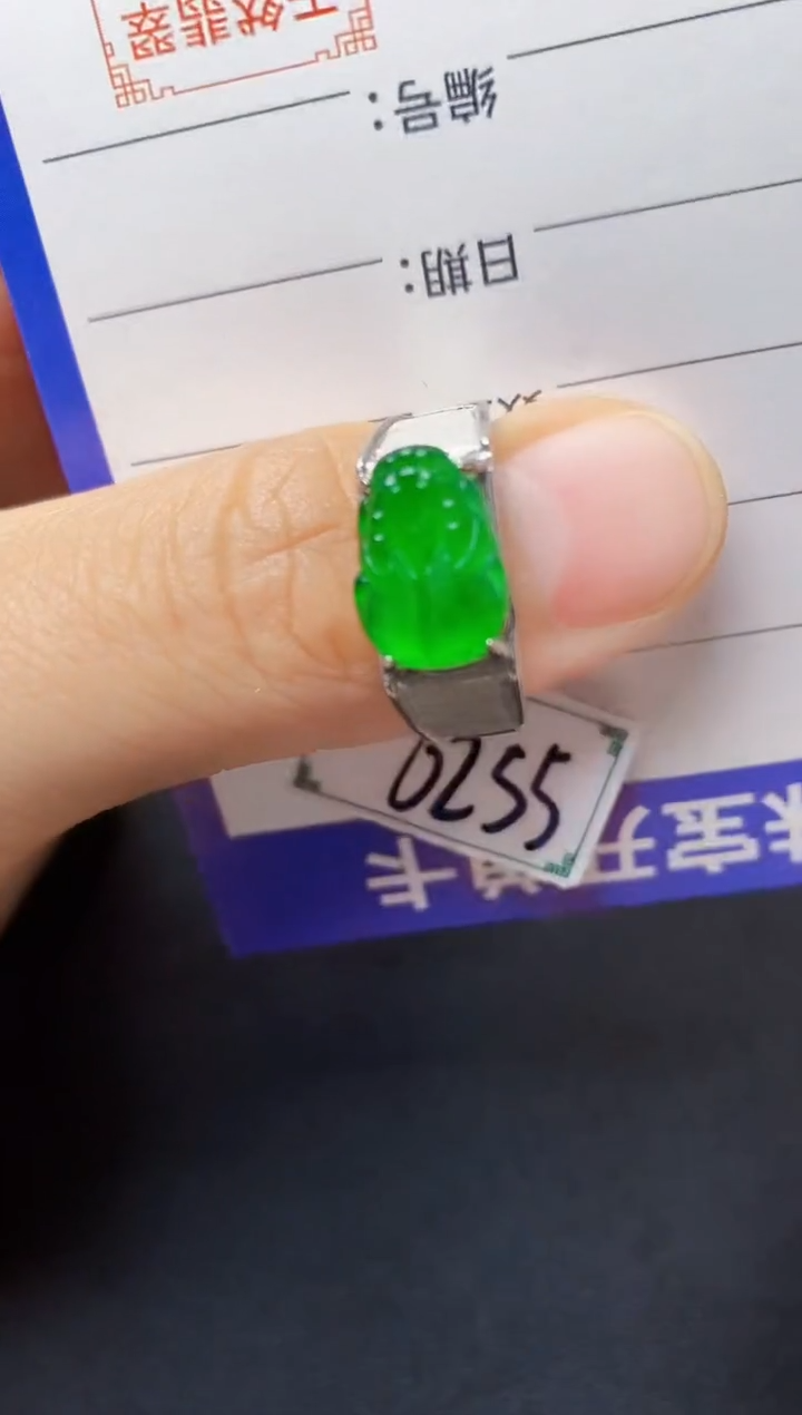 银S925镶嵌戒指翡翠2222