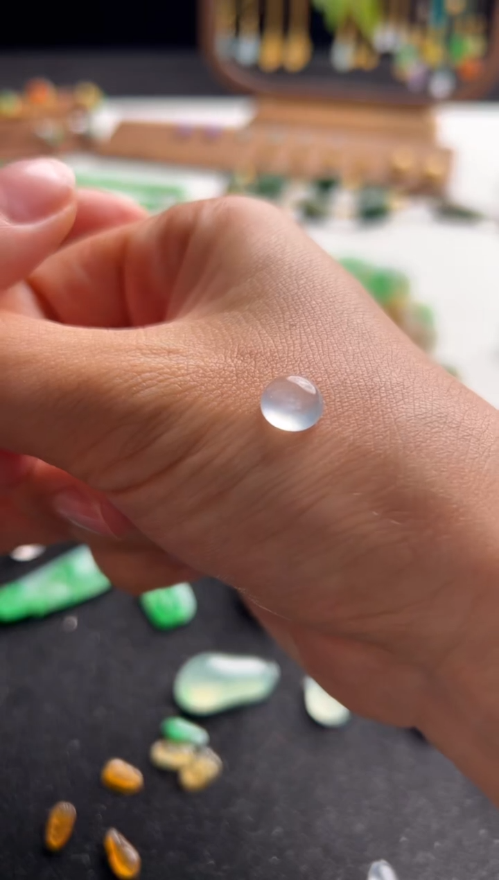 【闪购商品】定制翡翠未镶嵌白冰蛋面1800+180-lh