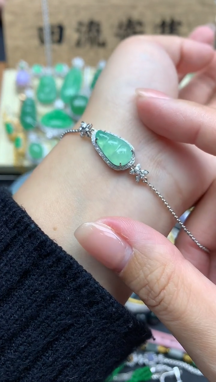 【闪购商品】翡翠手串18K金镶嵌420-中国好珍宝