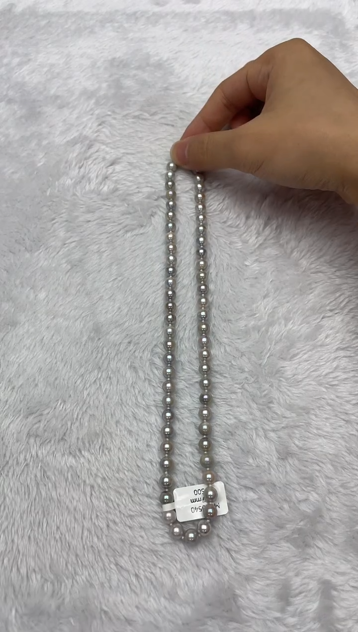 海水珍珠银S925镶嵌项链AK真多麻6.5-7mm（多样性发一）
