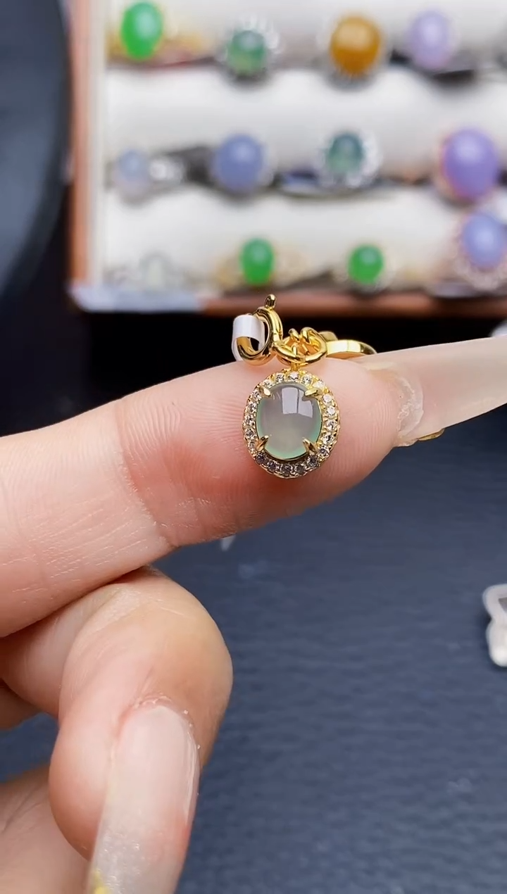 银S925镶嵌戒指翡翠0044