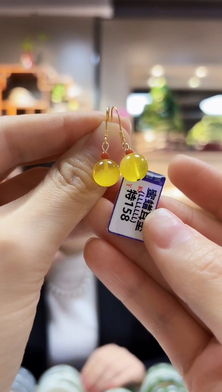 【闪购商品】蜜蜡耳饰银S925镶嵌耳饰