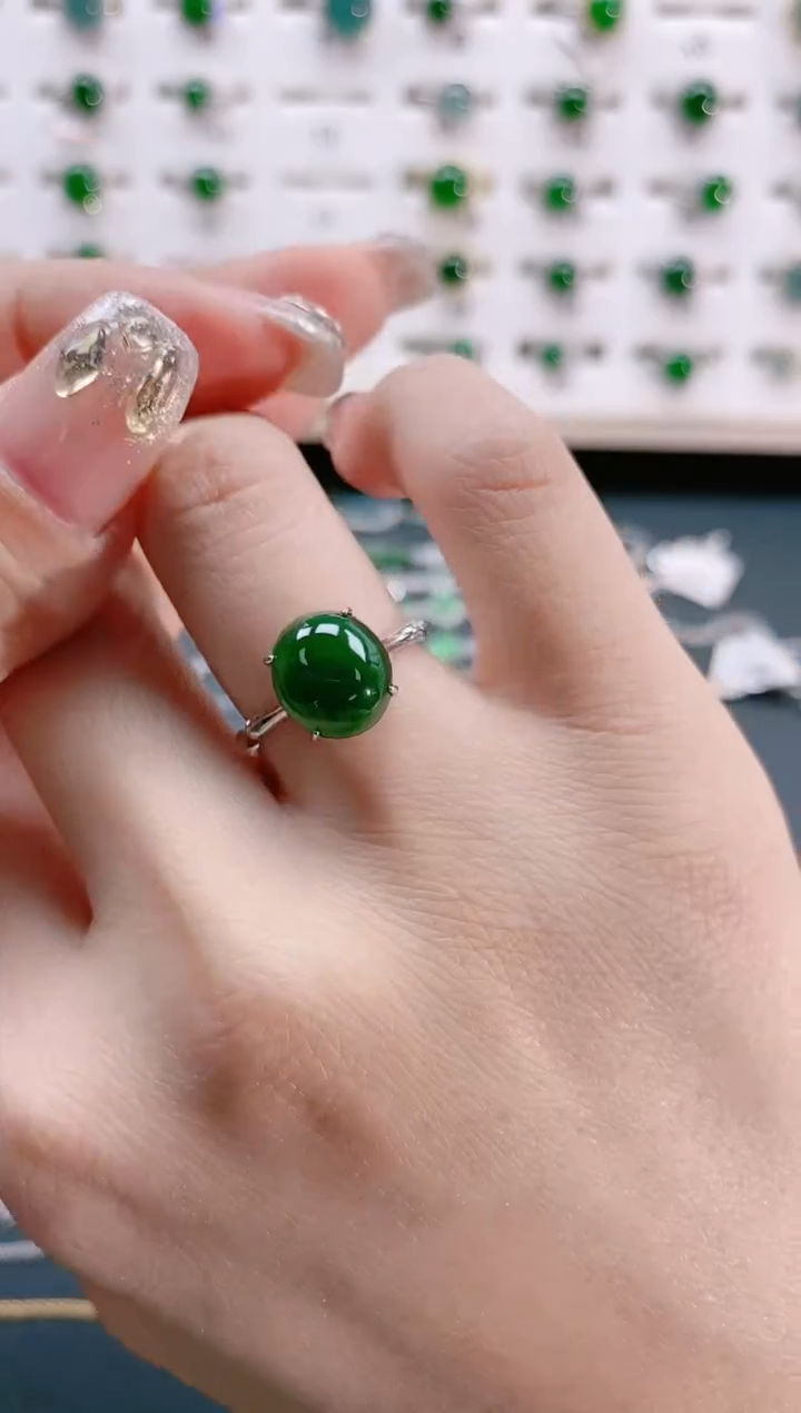 【闪购商品】翡翠戒指银S925镶嵌天然翡翠