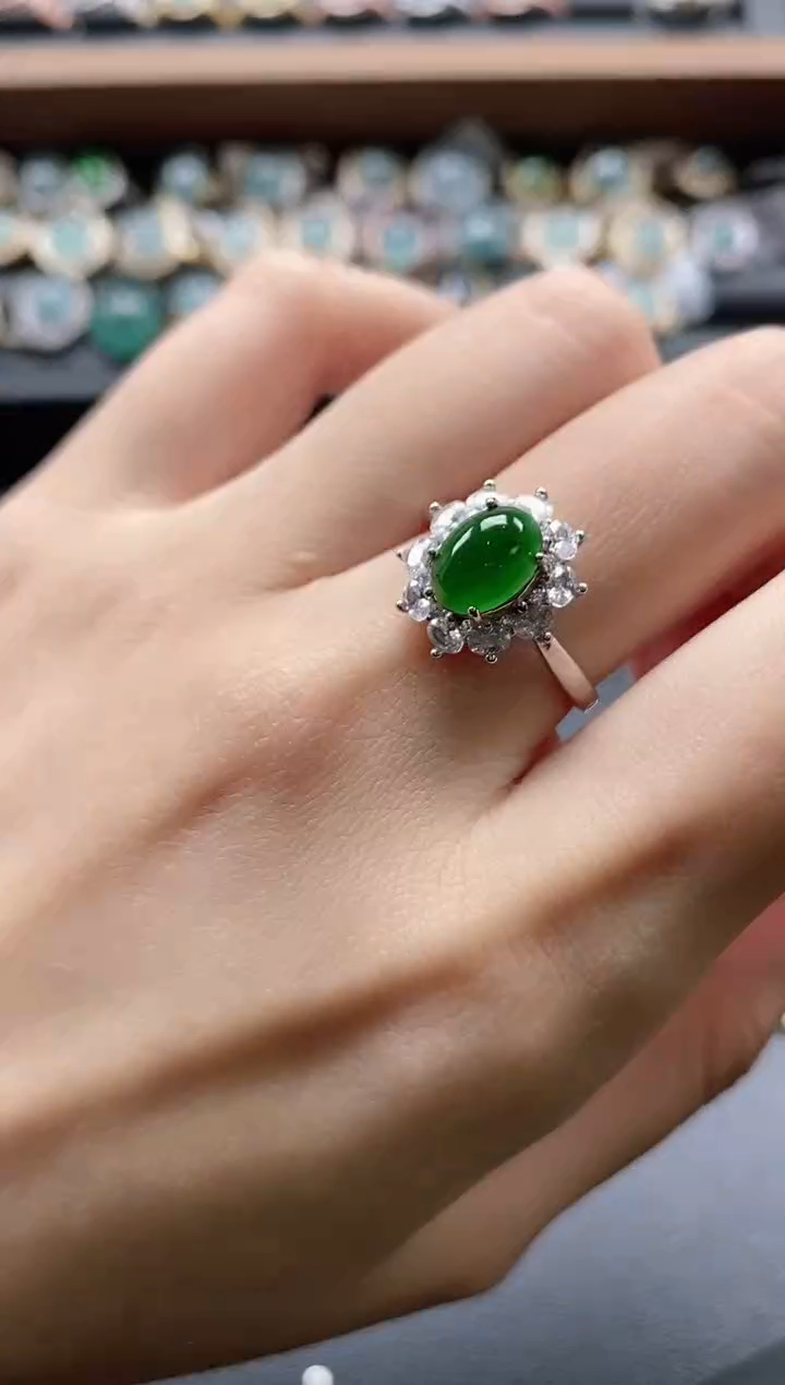 【闪购商品】翡翠戒指银S925镶嵌51151