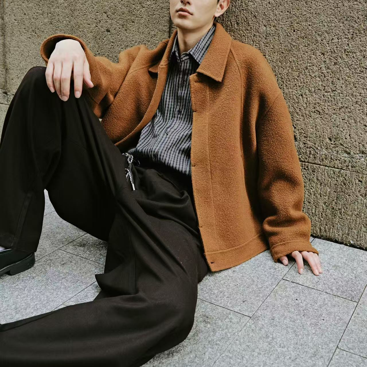 Can/Dong 【加厚双面】摇粒双面立领短款大衣- 838#