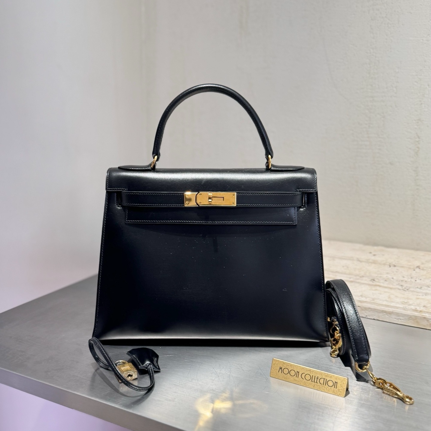 95新 Hermes/爱马仕 二手正品 Kelly28 vintage 黑金Box 圆圈J刻