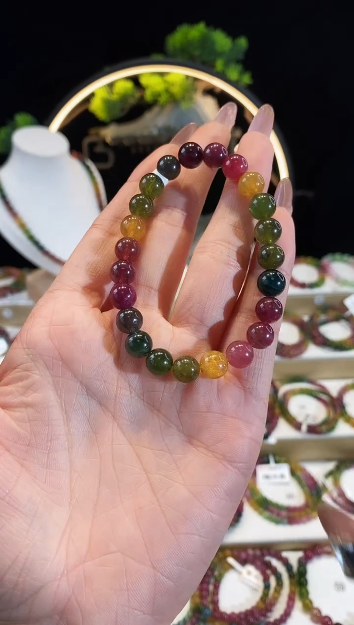 【闪购商品】碧玺手链未镶嵌 G2290素圈颜色微差