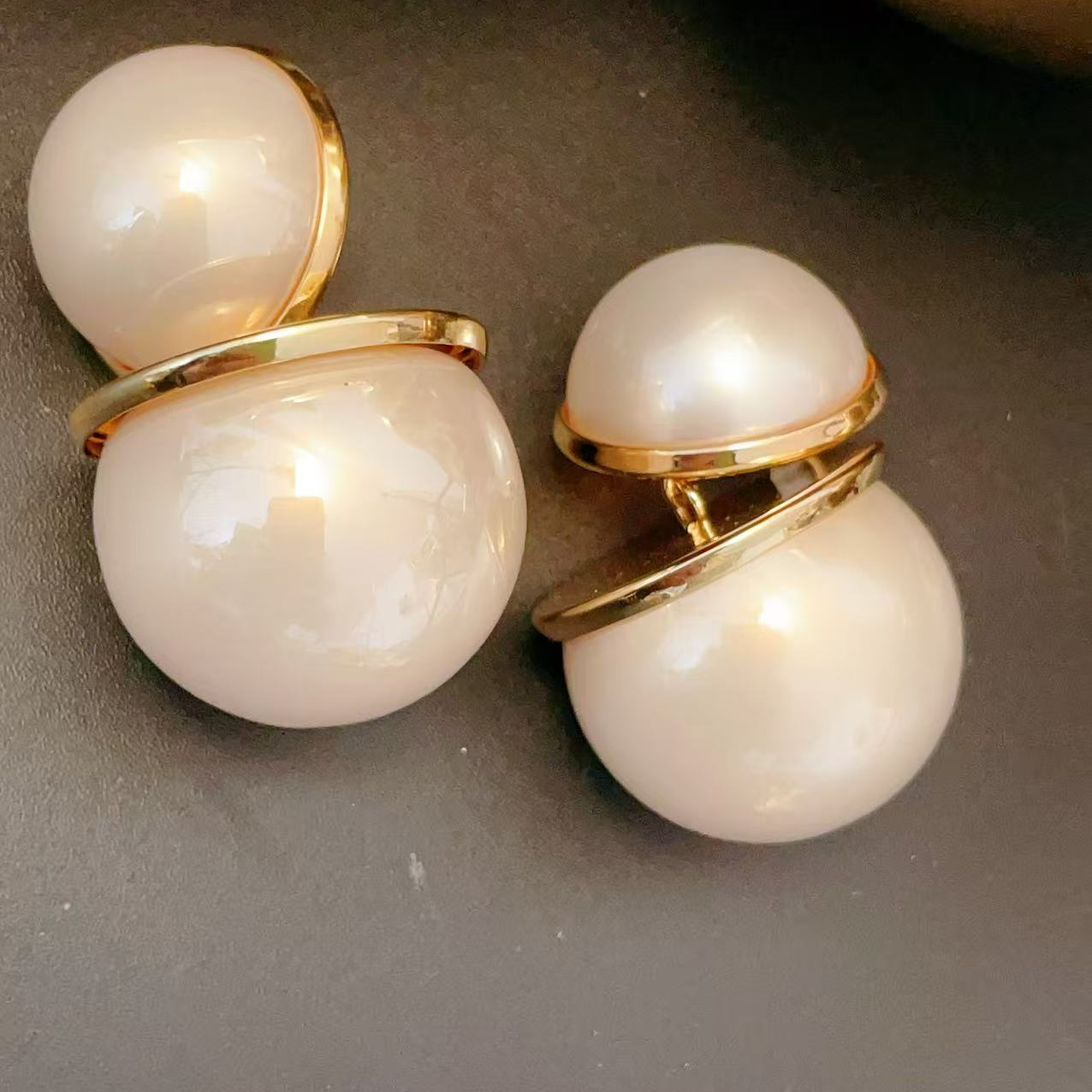 钛钢耳饰 金色阮大大高奢耳饰时尚百搭6623气质白色耳环