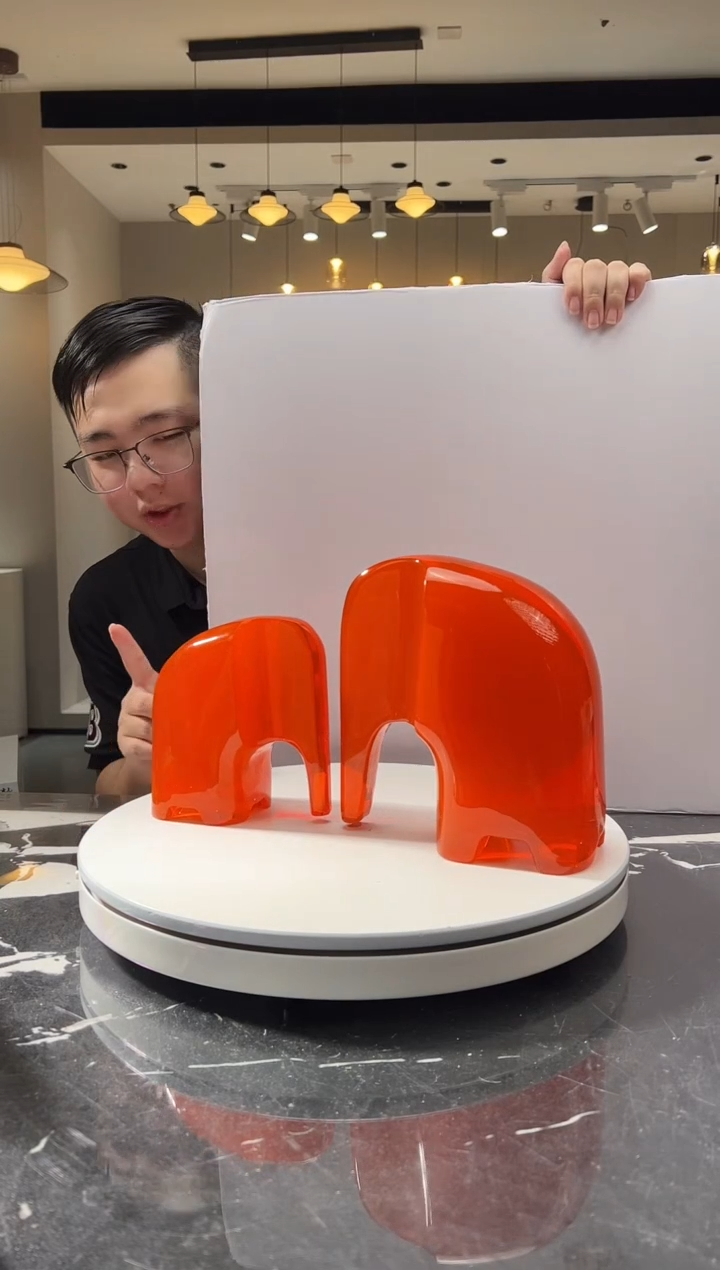 摆件巴比特美学-爱马仕橙大象一组