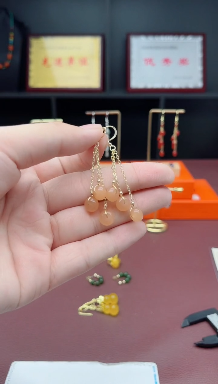 银S925镶嵌耳饰玛瑙/玉髓X35