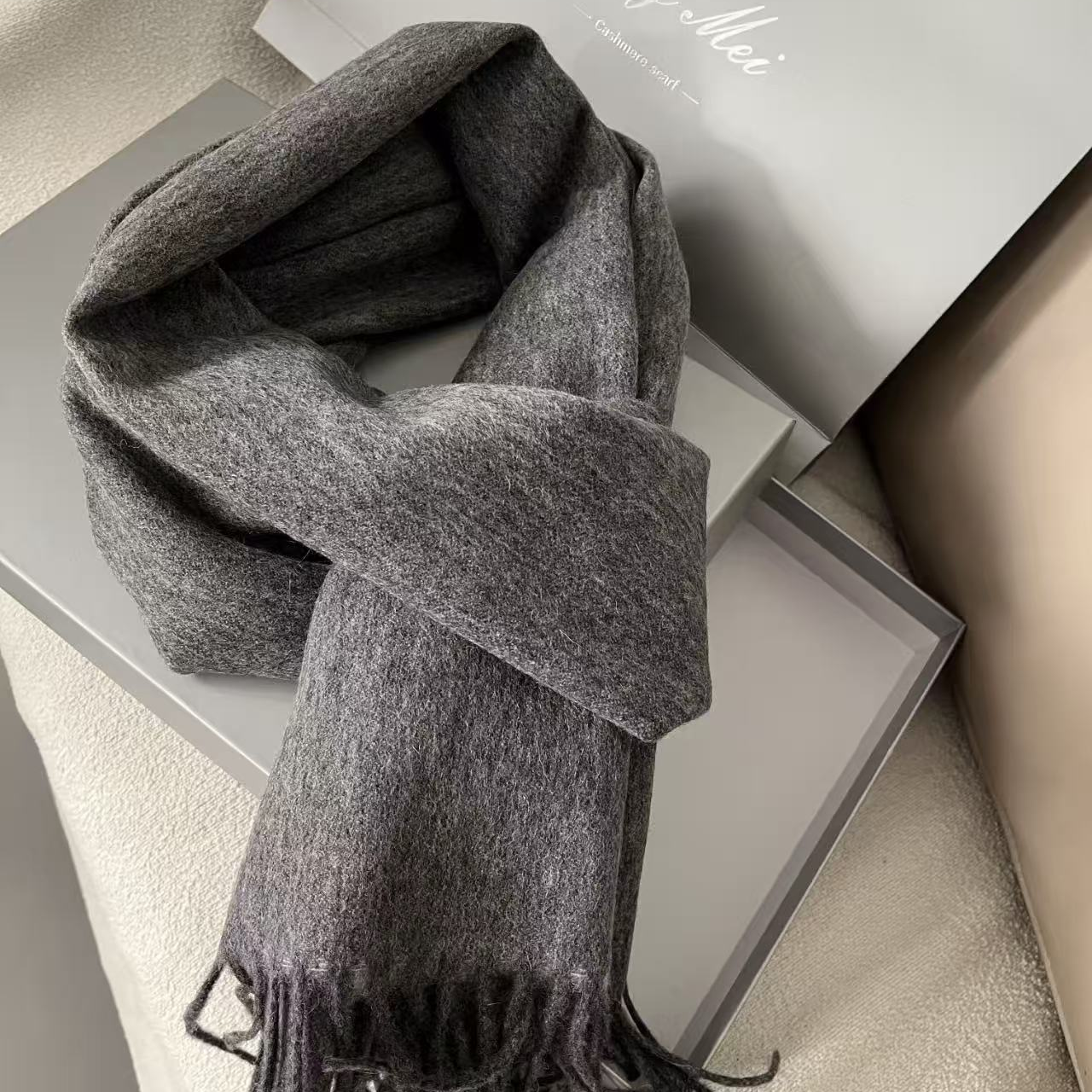 森系围巾百搭韩版长款灰色时尚 SZ