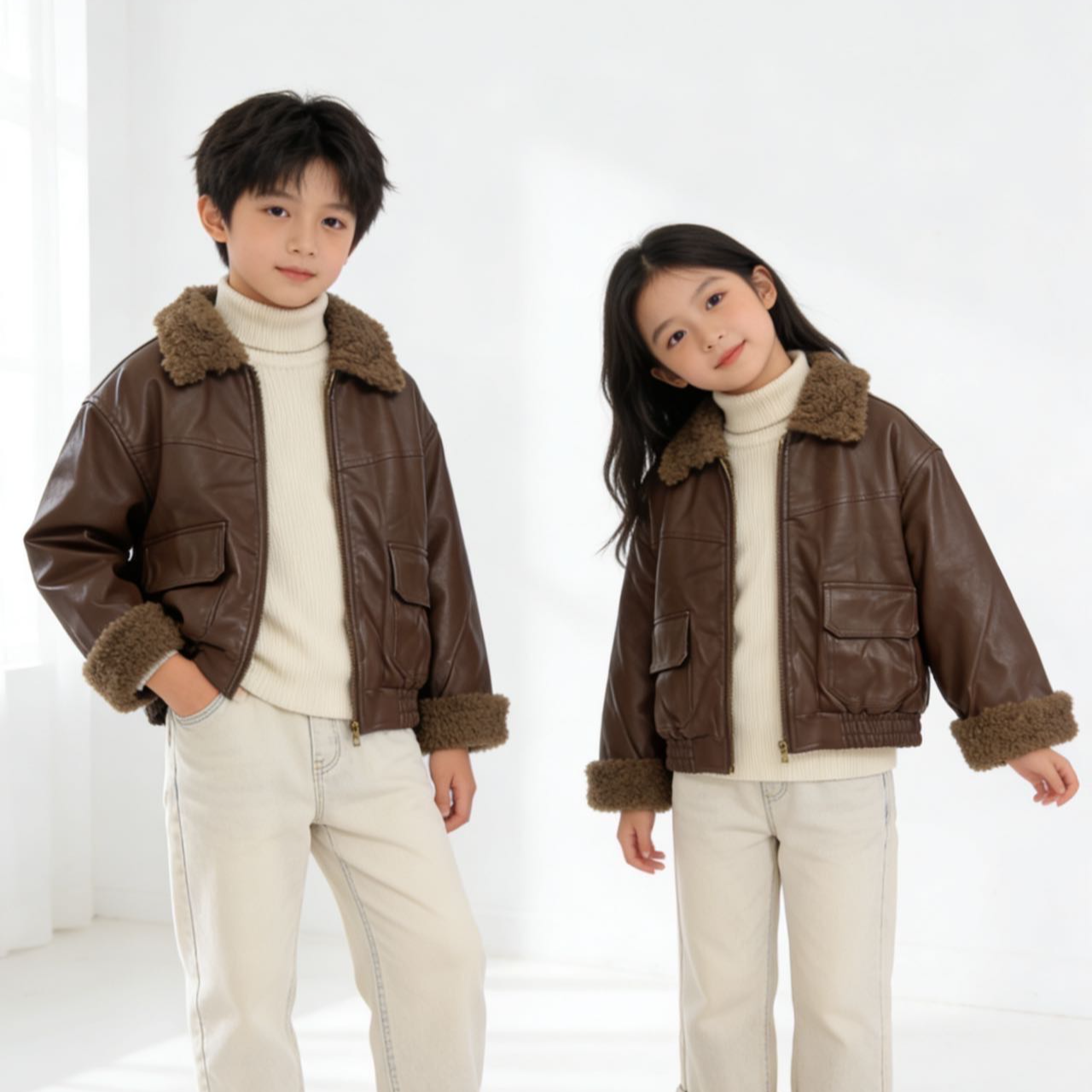 097高端专享老林家冬季加绒皮衣咖色（林）