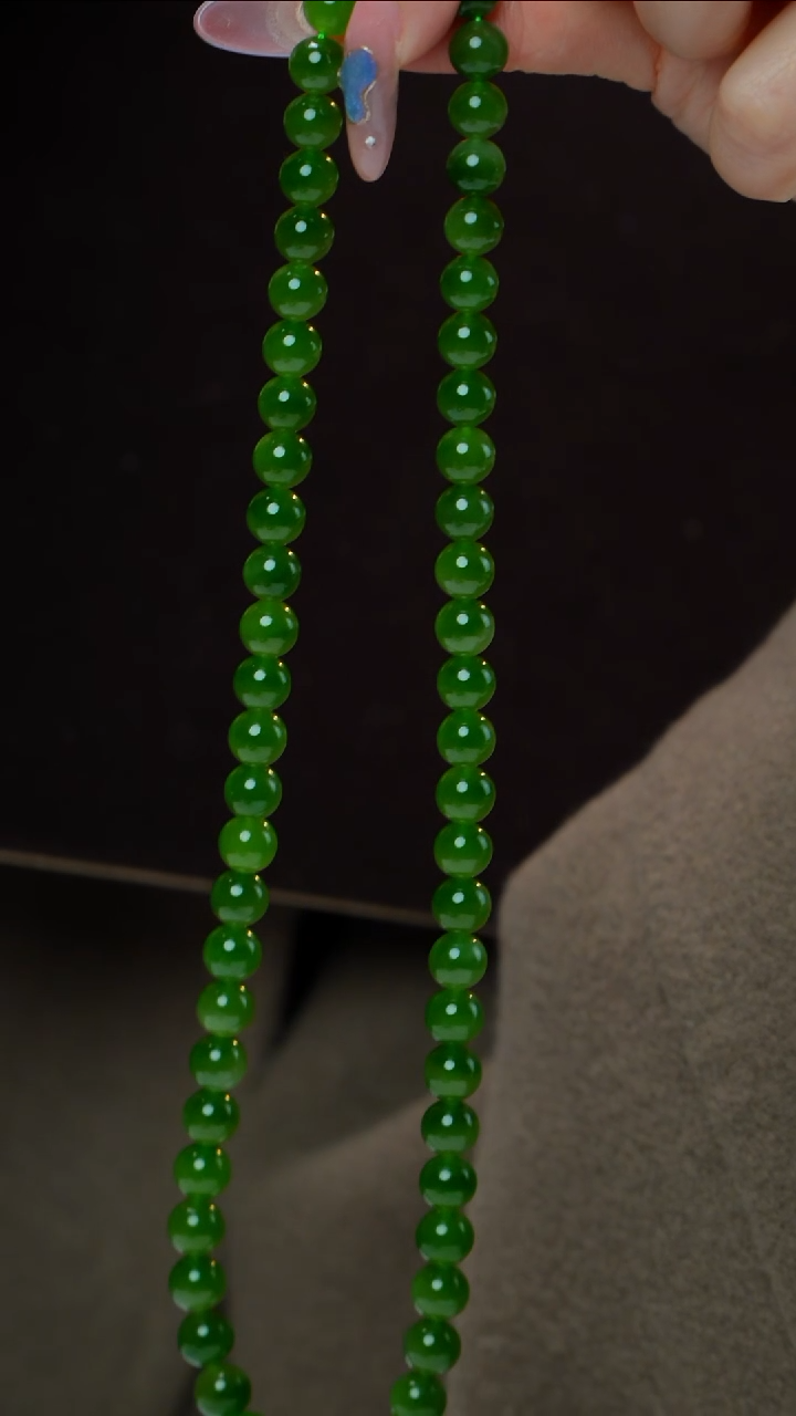 项链未镶嵌和田玉（碧玉）碧玉项链7-8mm 多样性发其一