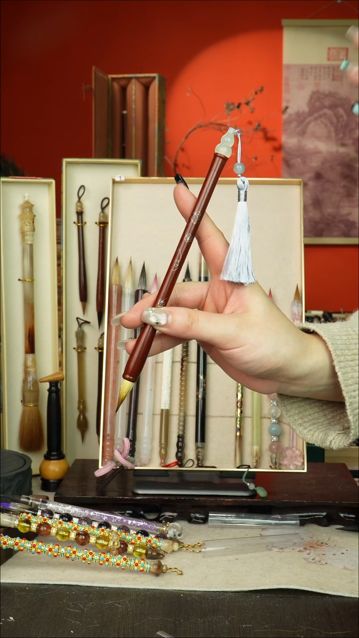 484号闪孤品高货毛笔链接 清水试笔 蘸墨不退