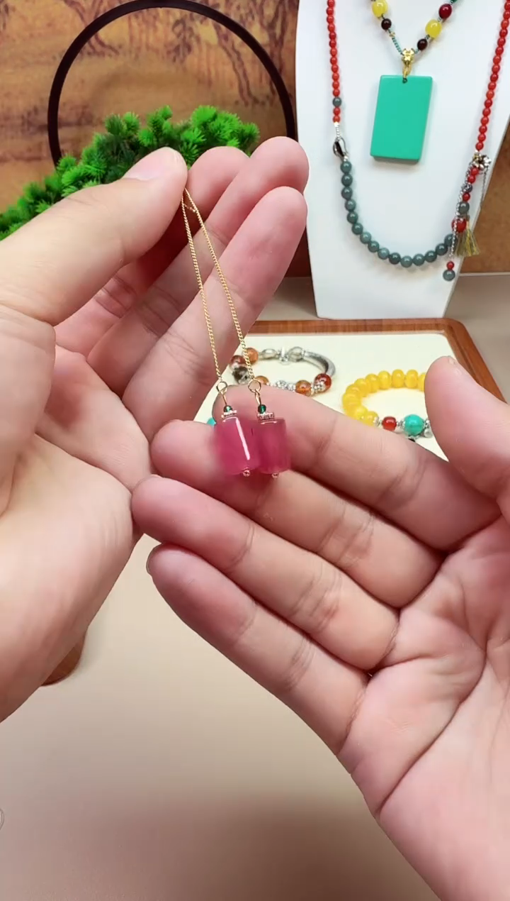 碧玺耳饰14K金镶嵌E238