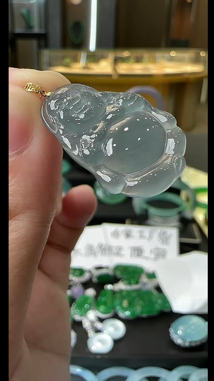 吊坠(不含链)18K金镶嵌翡翠天然A货翡翠AQ050佛公吊坠多样性发一