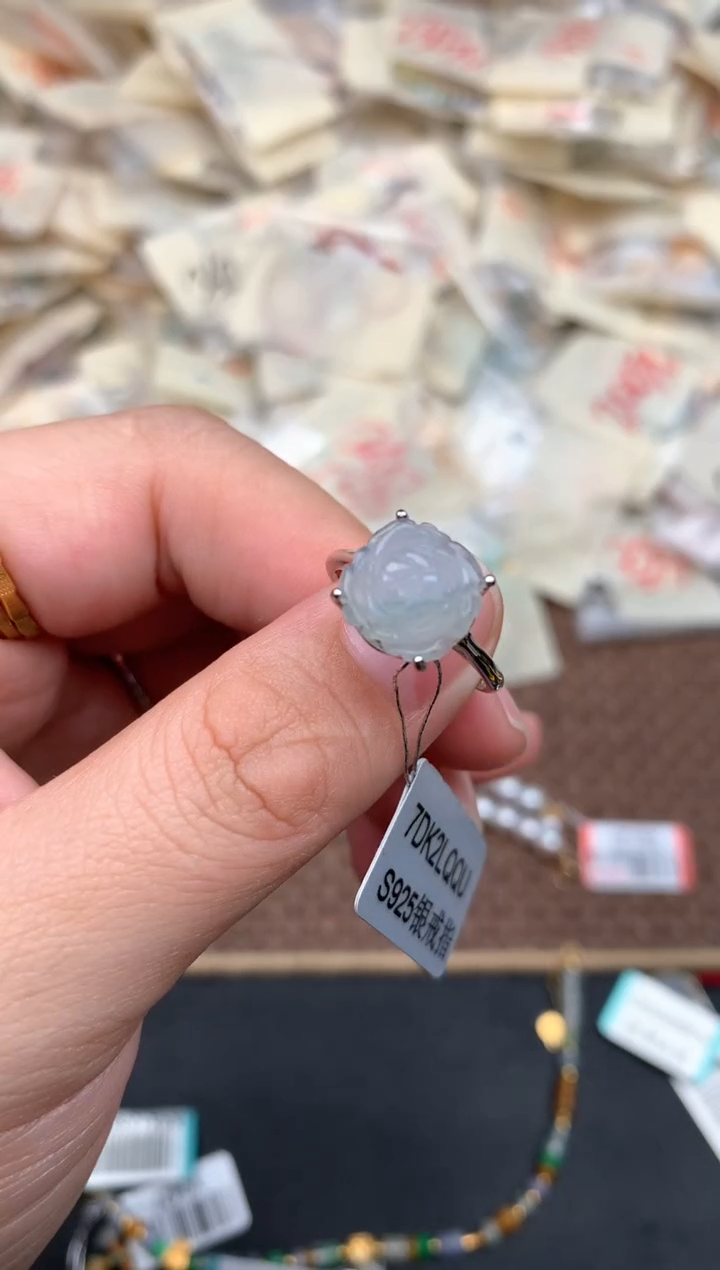 银S925镶嵌挂件翡翠 一