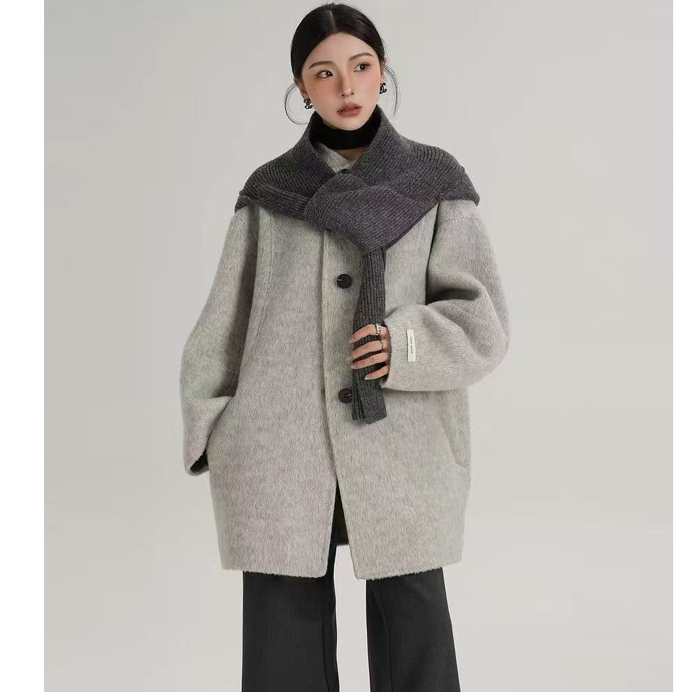 【维维专属】听冬针织围脖双面呢大衣CY2606