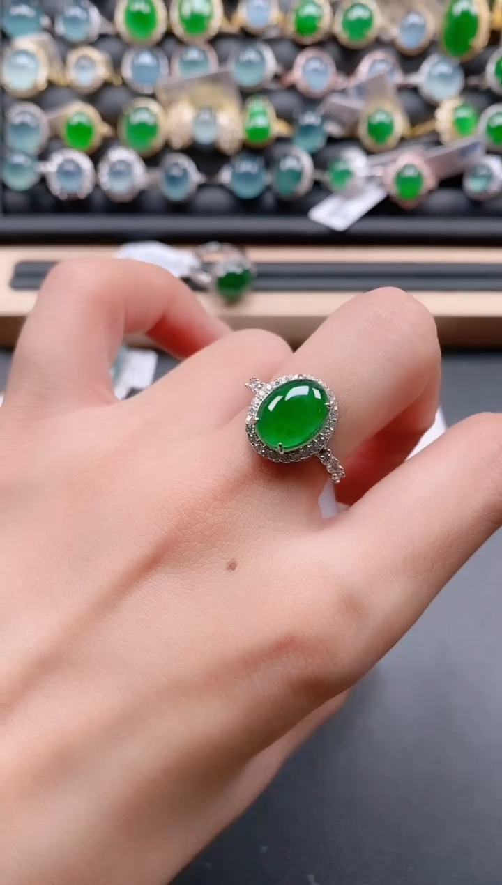 银S925镶嵌戒指翡翠11111111