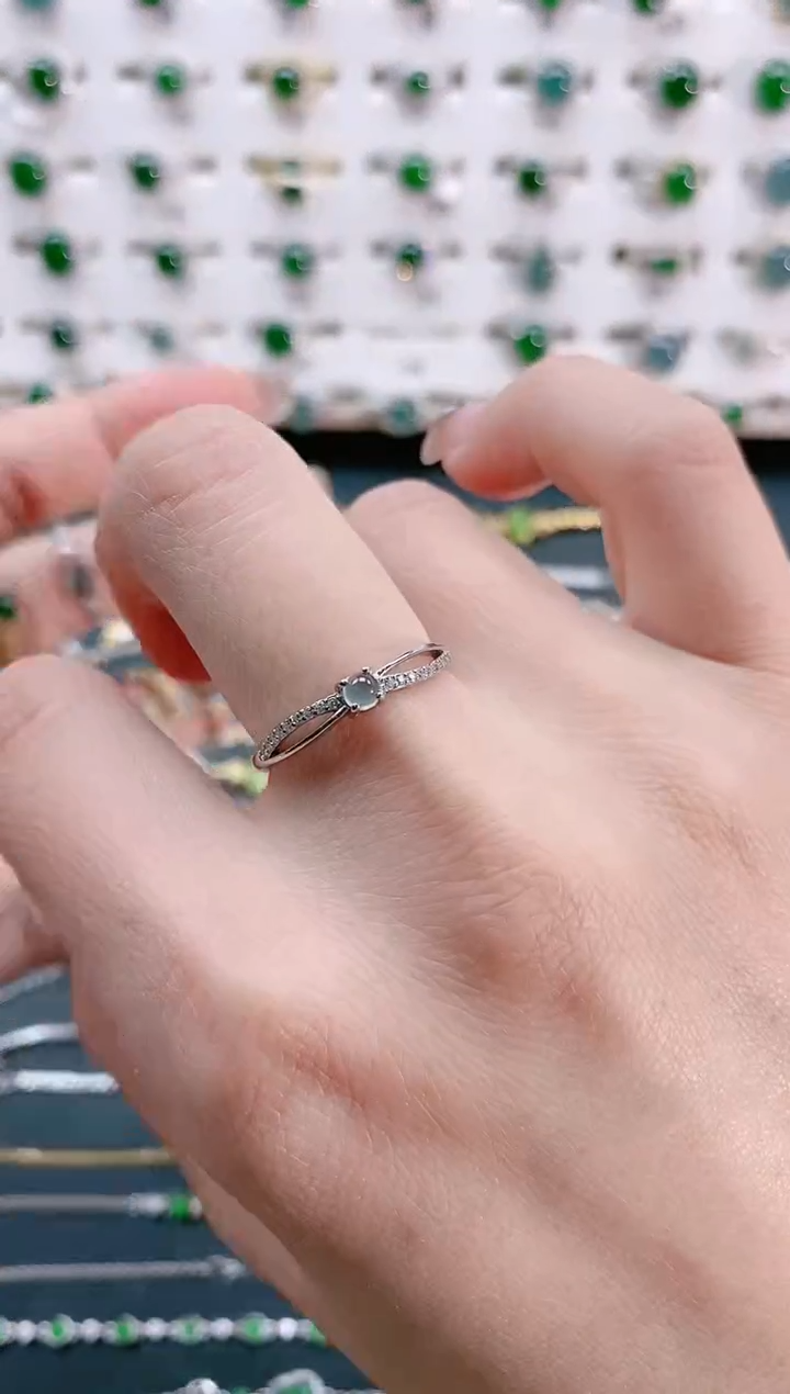 【闪购商品】翡翠戒指银S925镶嵌天然翡翠