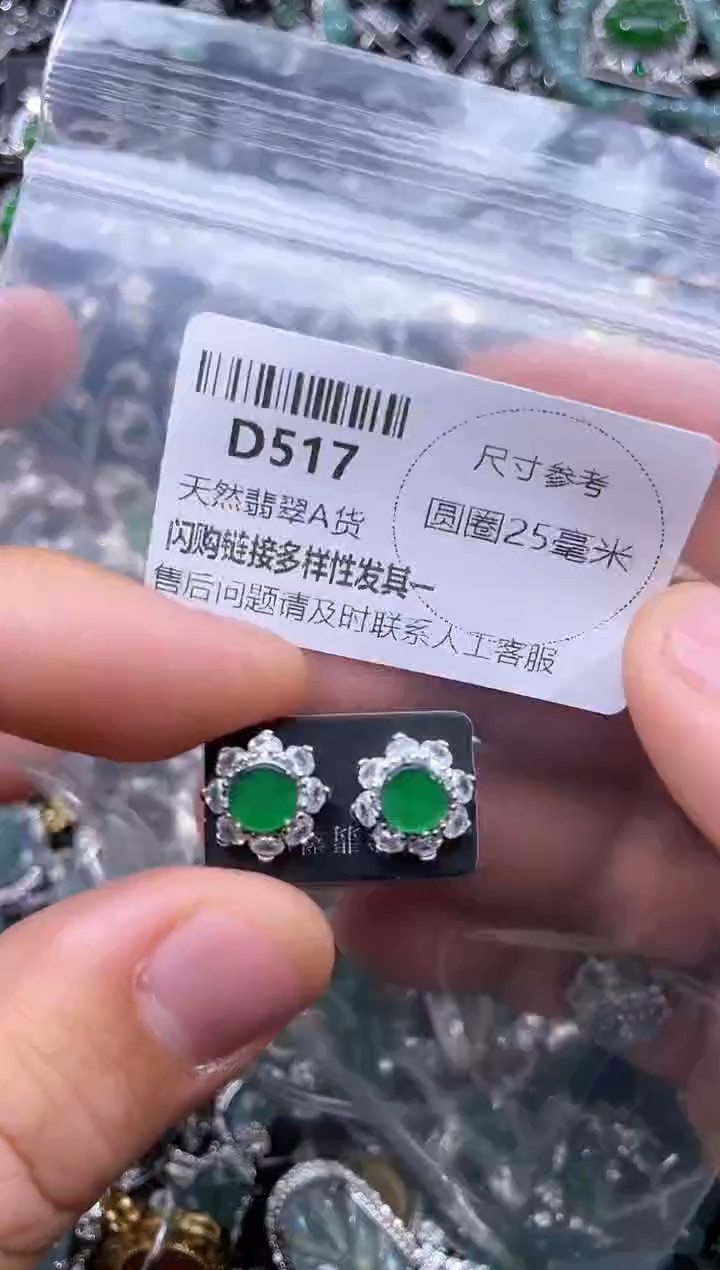【闪购商品】翡翠颈饰未镶嵌D517耳钉