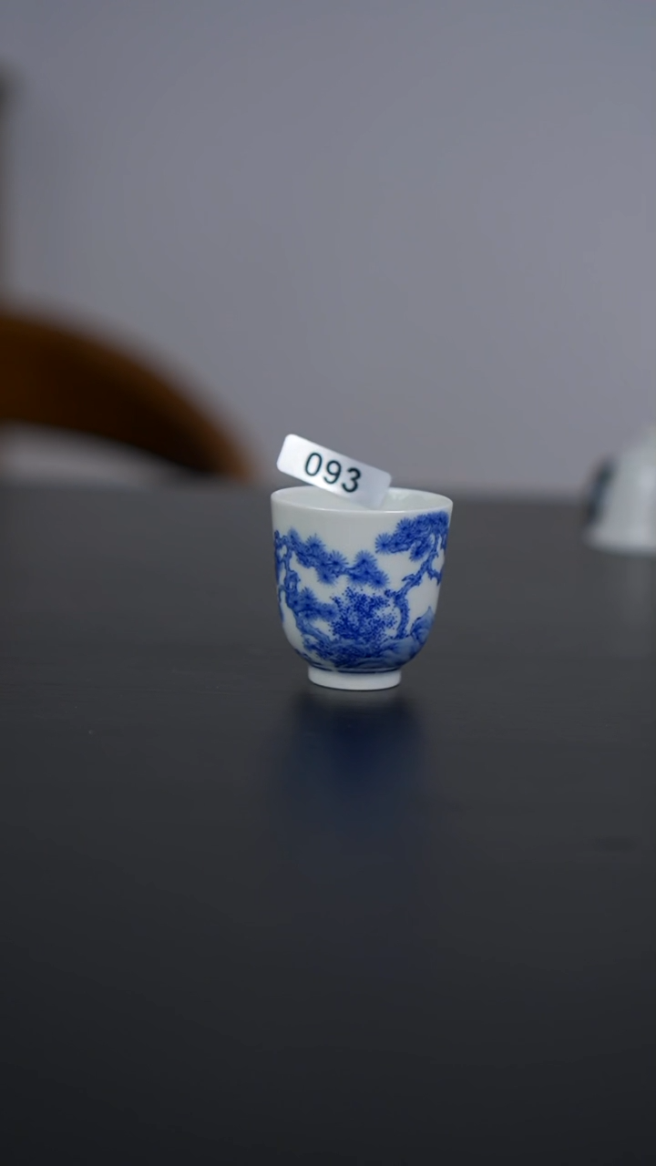 杯子瓷森*青花松石山水闻香杯