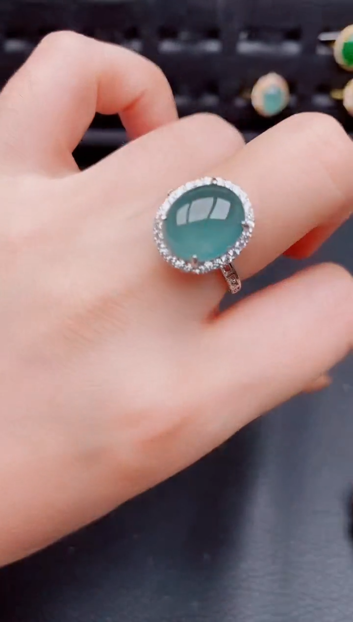 【闪购商品】翡翠戒指银S925镶嵌天然a货翡翠980