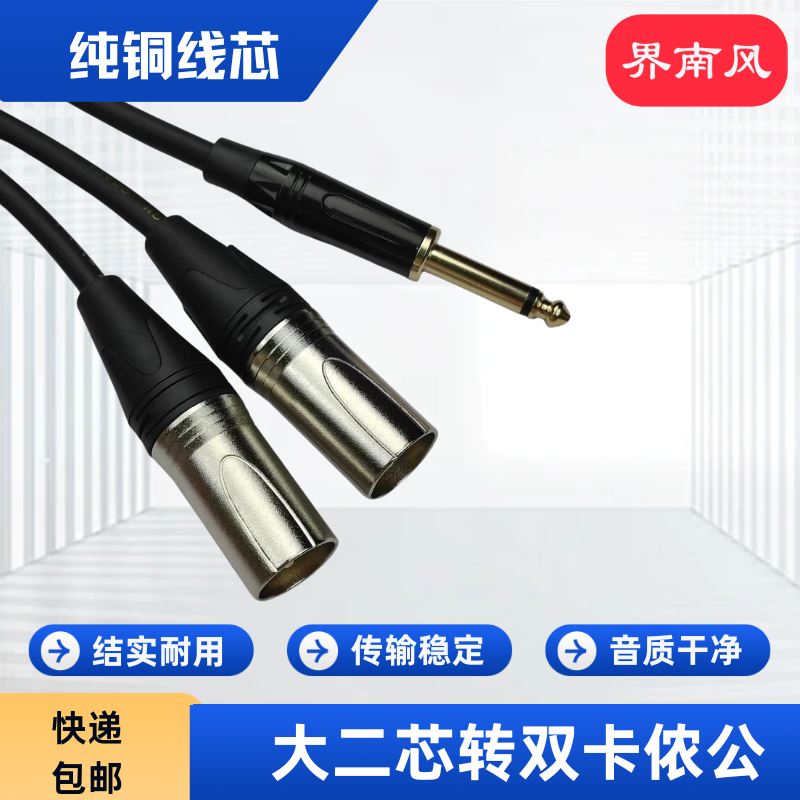 界南风6.5大二芯转双卡农公 纯铜高保真调音台音响功放连接线