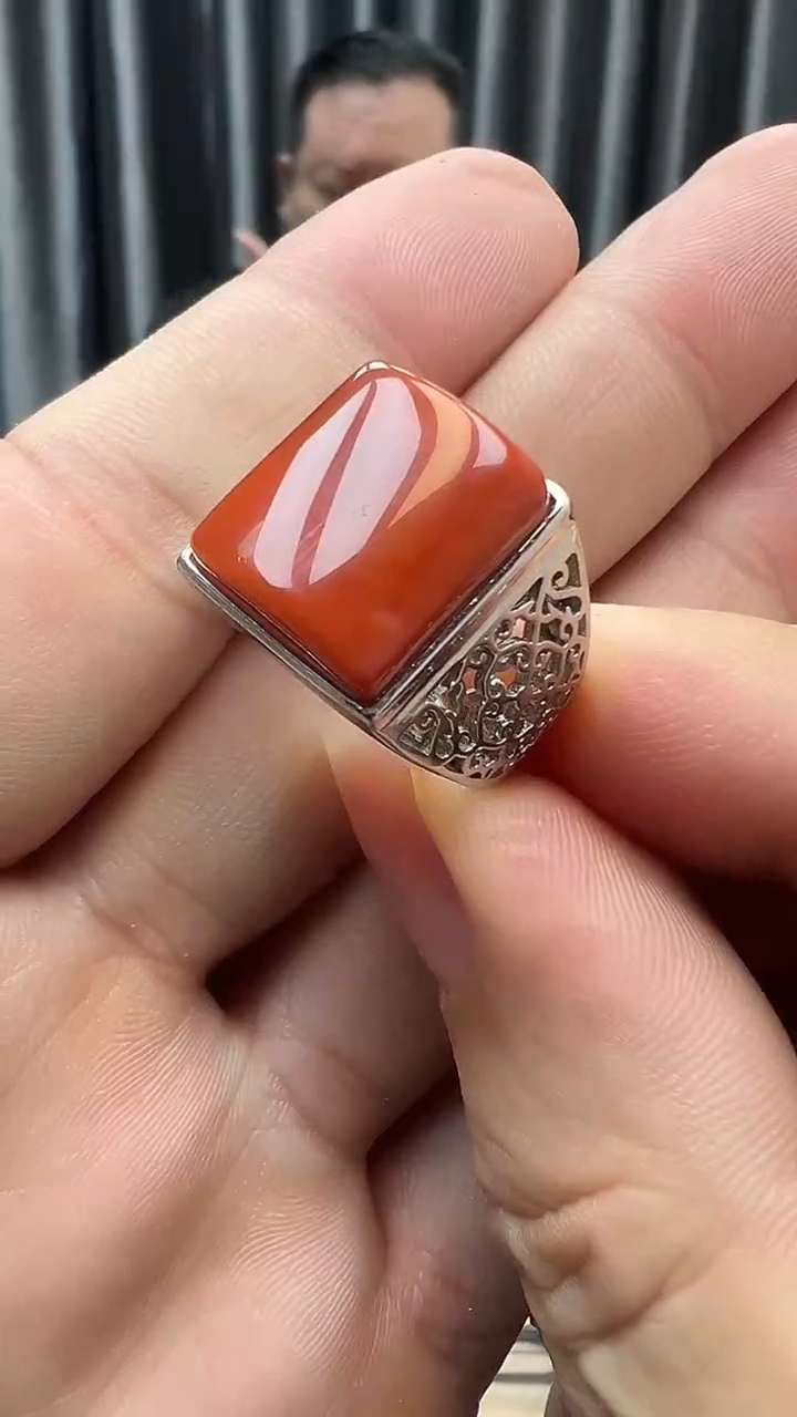 银S925镶嵌南红玛瑙戒指南红戒指