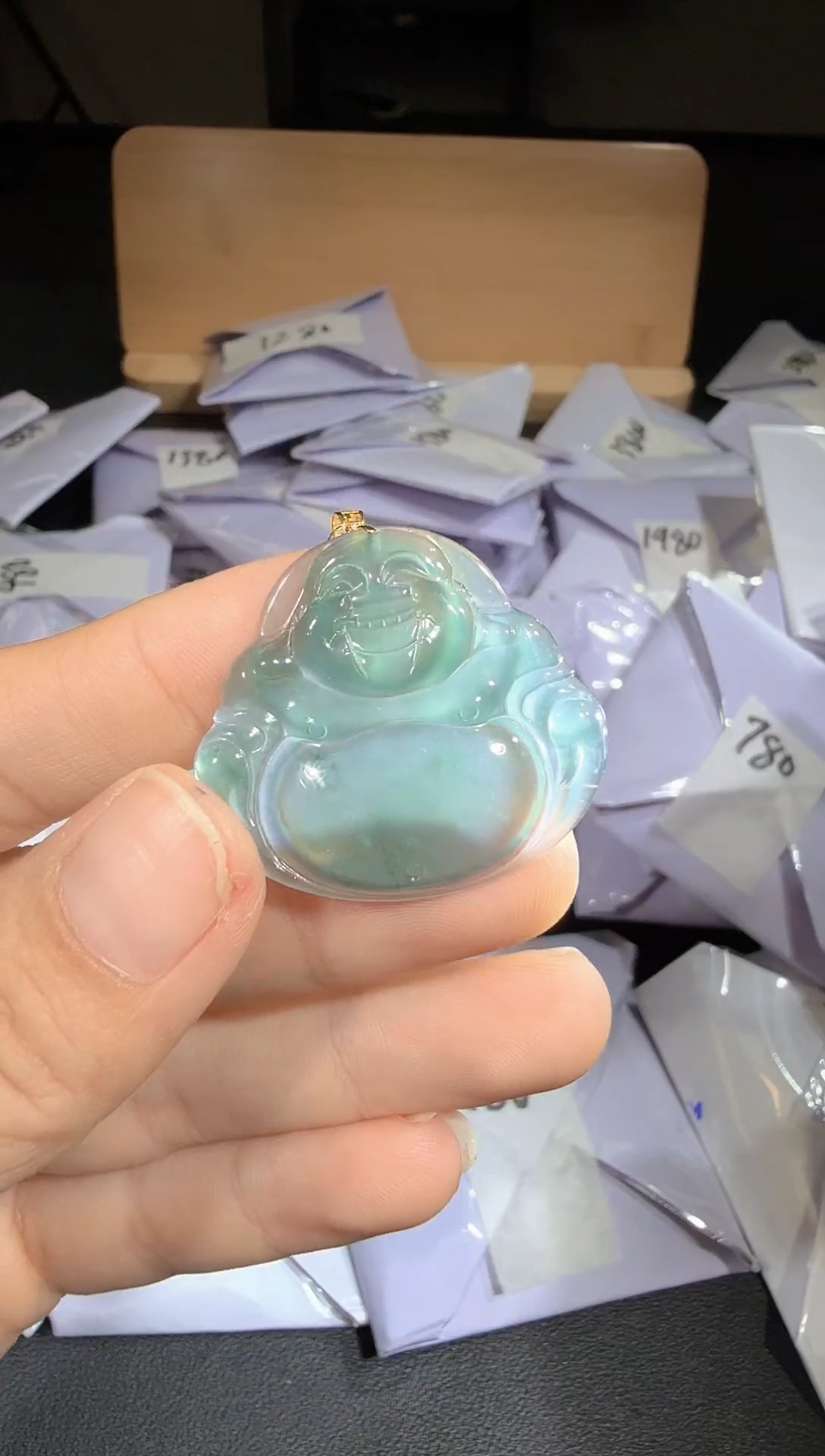 吊坠(不含链)18K金镶嵌翡翠佛公