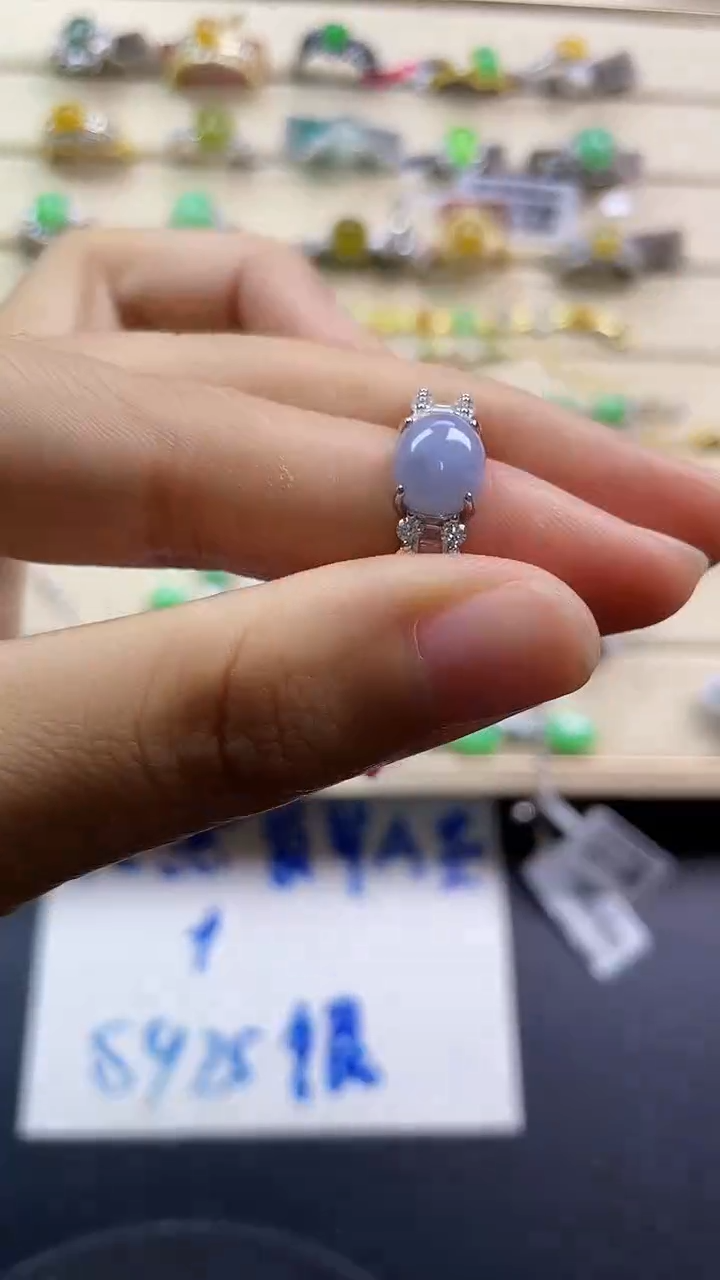 银S925镶嵌戒指翡翠翡翠 蛋面 银S925镶嵌