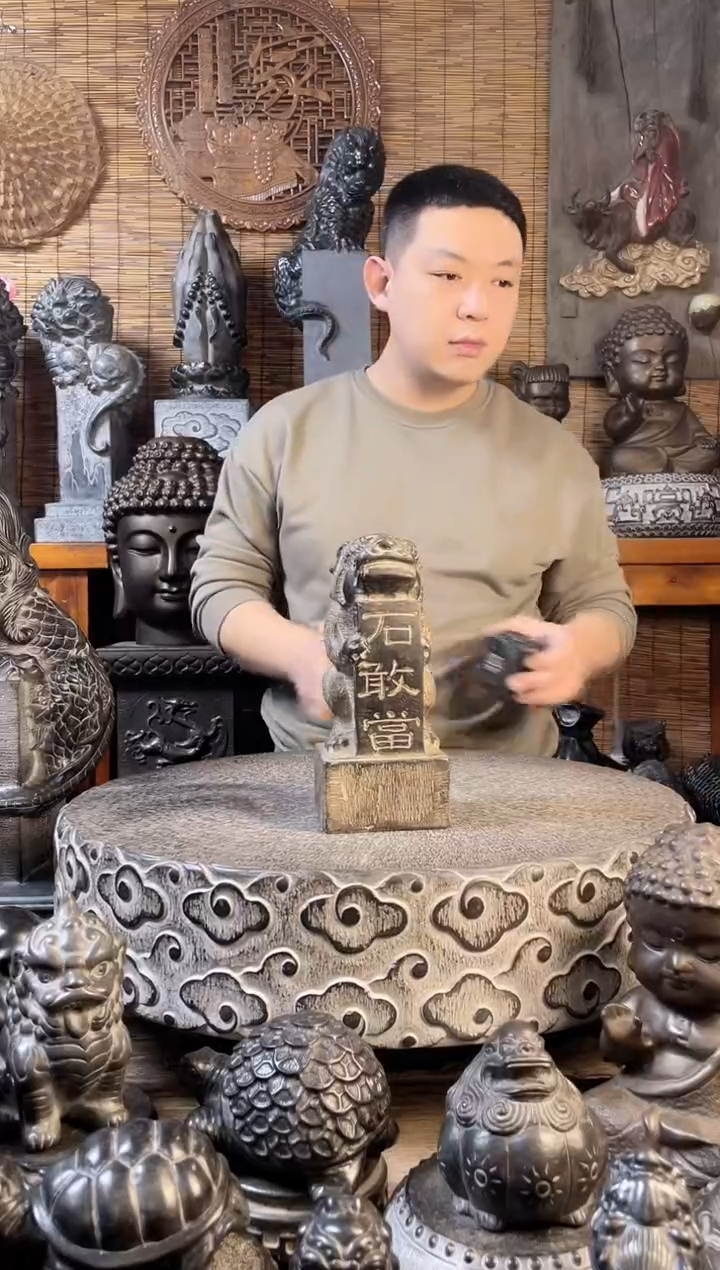 【闪购商品】24狮子石敢当天然青石雕刻