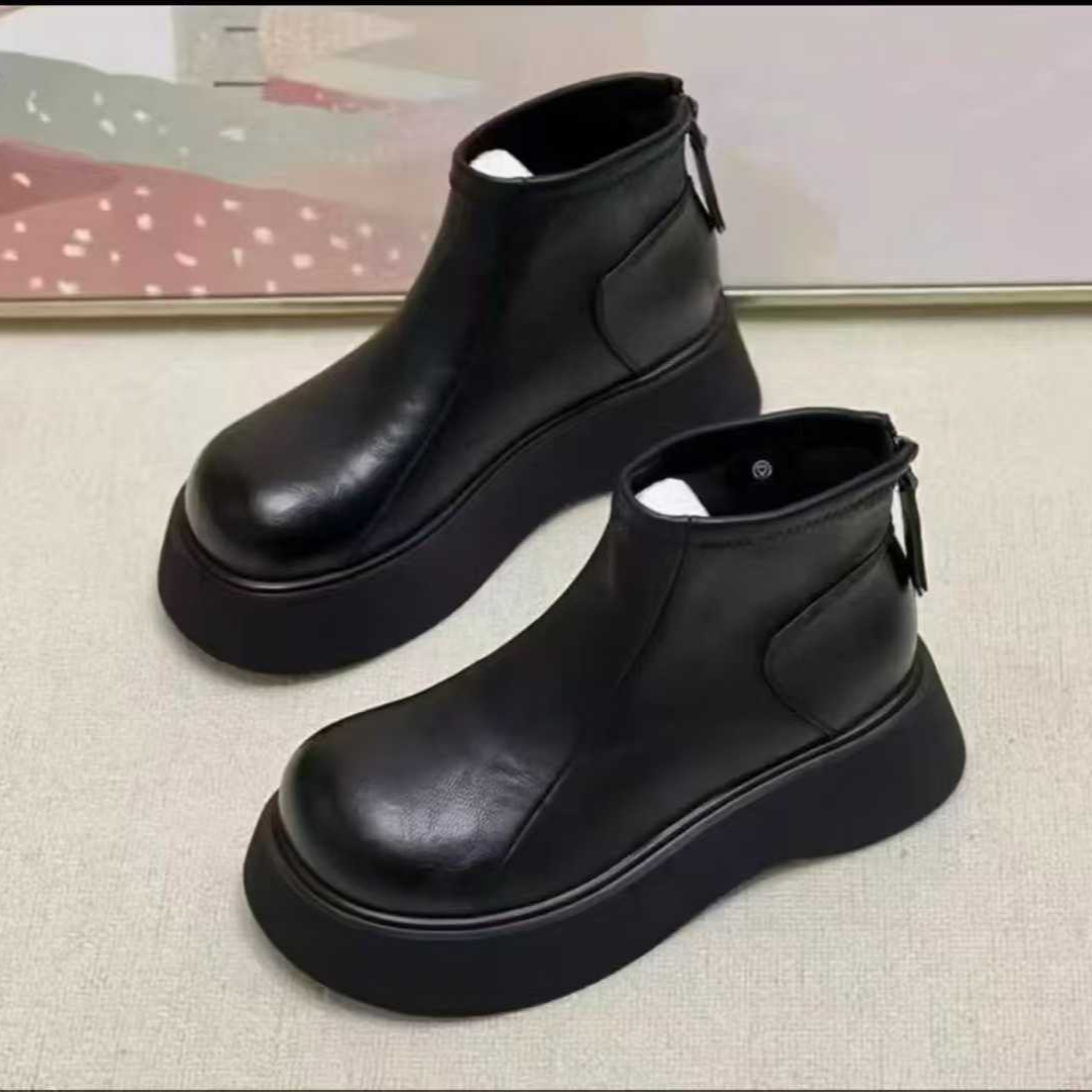 【现货+运费险】S秋冬加绒加厚增高圆头皮面勃肯鞋厚底低帮棉鞋