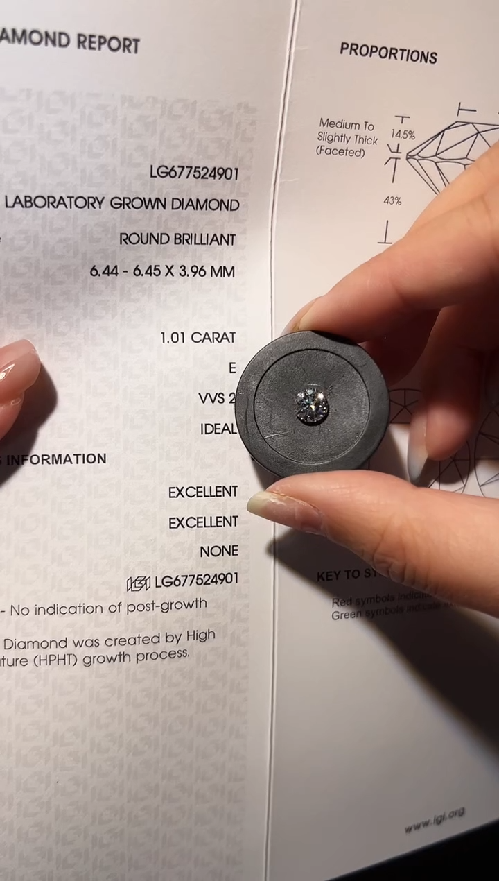 【闪购商品】实验室培育钻石裸石未镶嵌LG4901 1.01