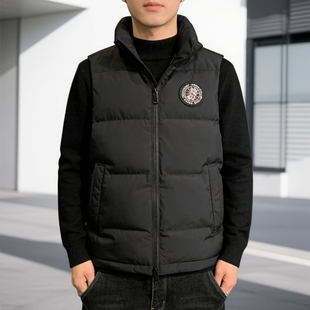 羽绒马甲保暖防风立领时尚加厚无袖背心马夹宽松百搭男女同款男款