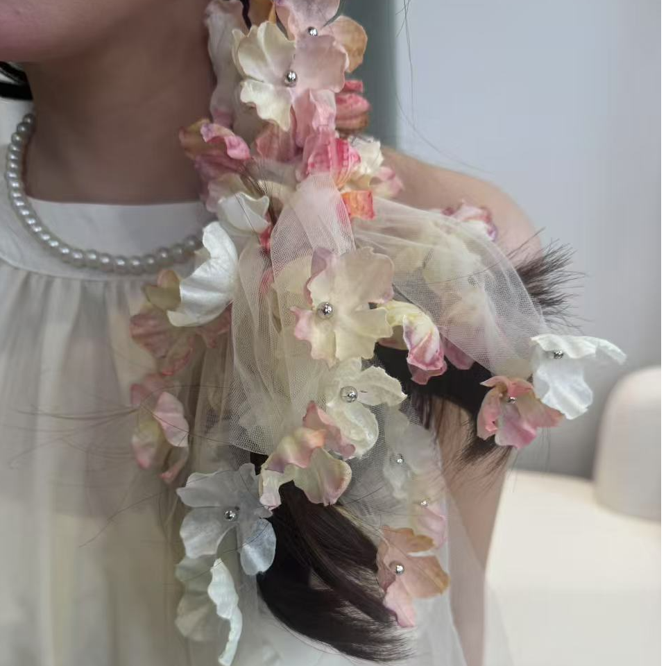 日常高级百搭洋气定制花朵发带专拍链接少女森系甜美