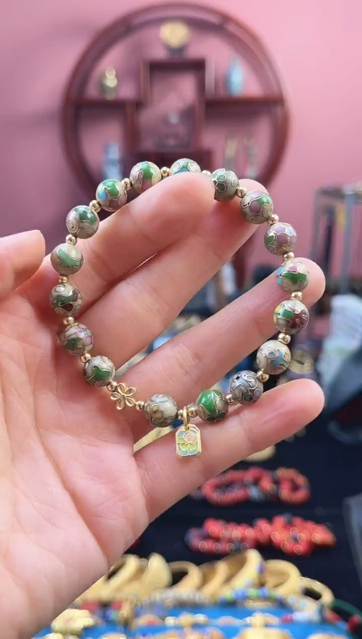 非遗 景泰蓝 手串 工美 米色 0.8