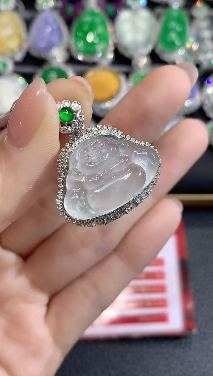 吊坠(不含链)18K金镶嵌翡翠D25翡翠