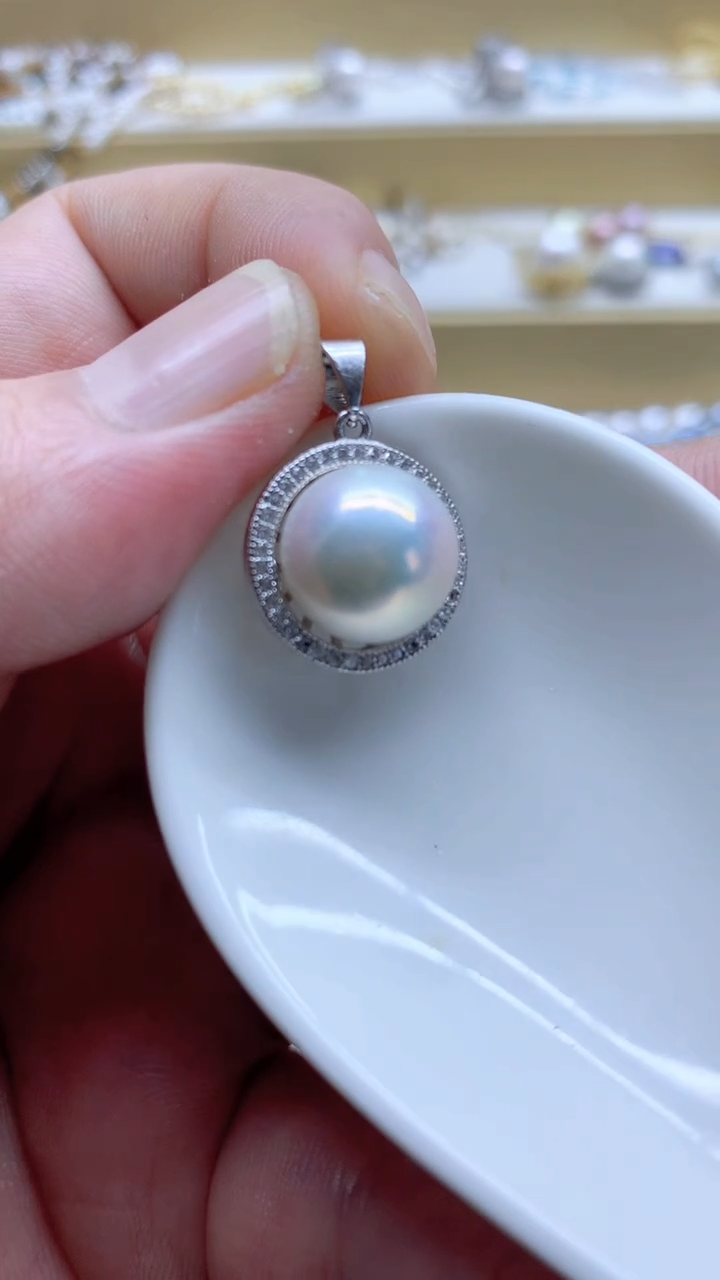 吊坠(不含链)银S925镶嵌淡水珍珠11.8mm