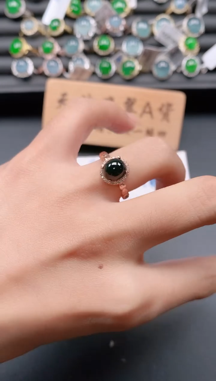 银S925镶嵌戒指翡翠11