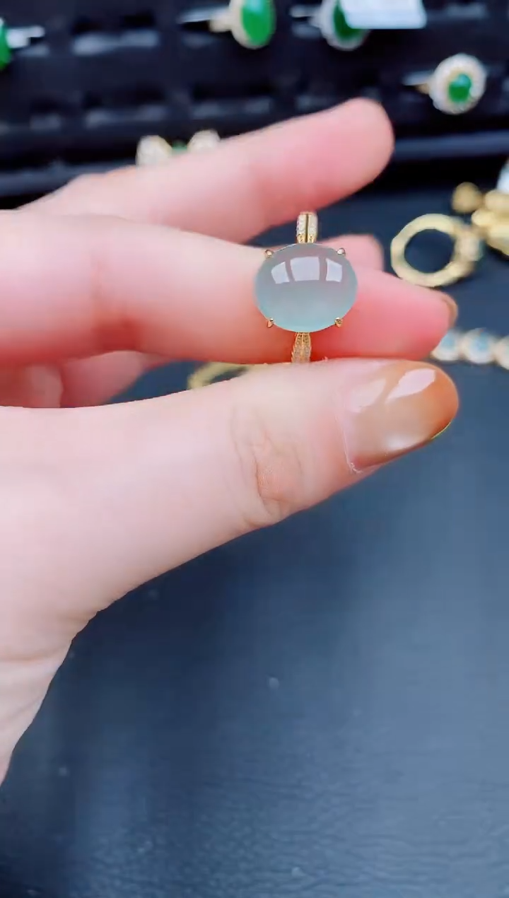 【闪购商品】翡翠戒指银S925镶嵌天然a货翡翠241