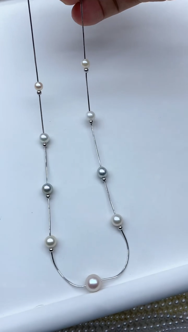 【闪购商品】海水珍珠颈饰银S925镶嵌6-9mm