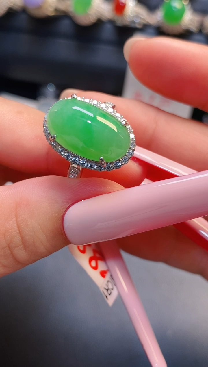 银S925镶嵌戒指翡翠天然