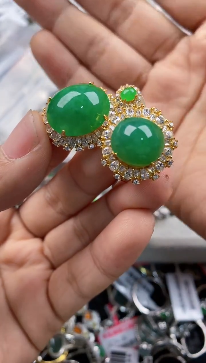 银S925镶嵌戒指翡翠888     5