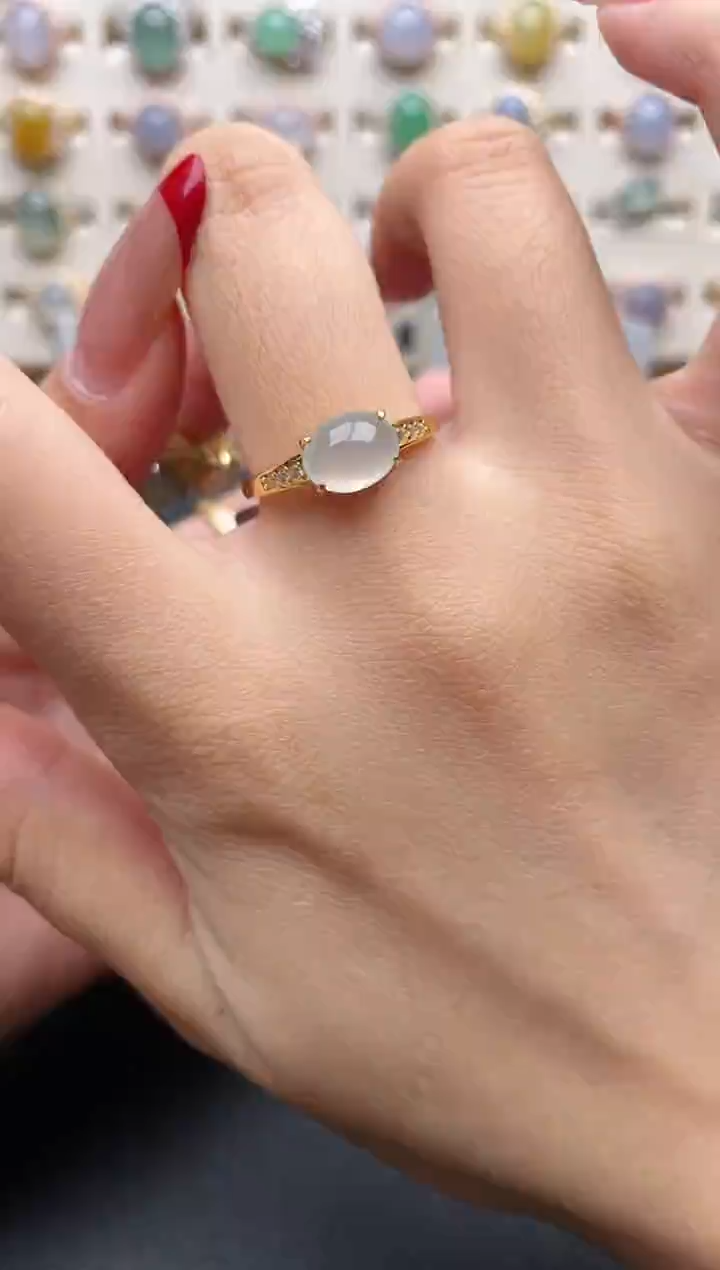 【闪购商品】翡翠戒指银S925镶嵌一物一证一礼盒