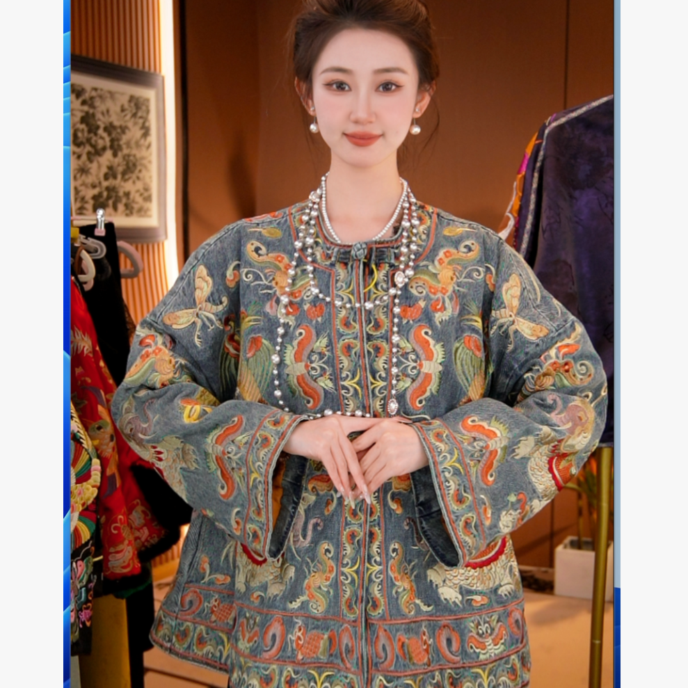 【金凤吉象】新中式刺绣国风气质女外套2025C1924周周-大女王仓