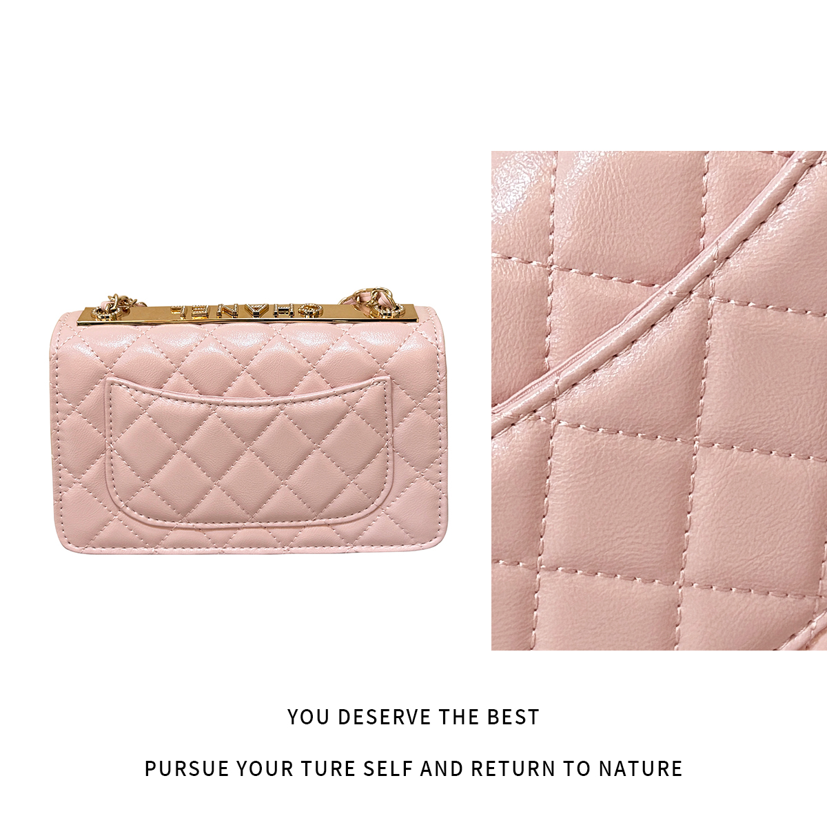 2025新款女包时尚新款包包粉色菱格钻晚宴-HC153-粉