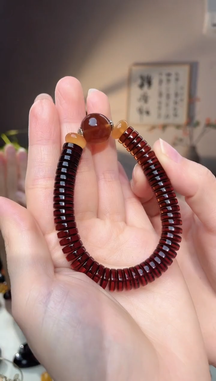 裸石琥珀未镶嵌10+ 血珀直切手串设计款
