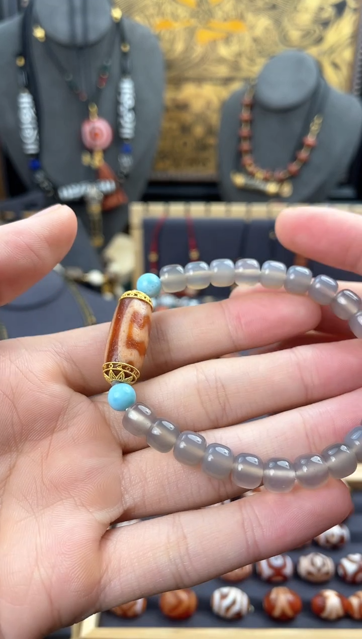 【闪购商品】玛瑙/玉髓项链18K金镶嵌美泓包浆红肉大鹏手串